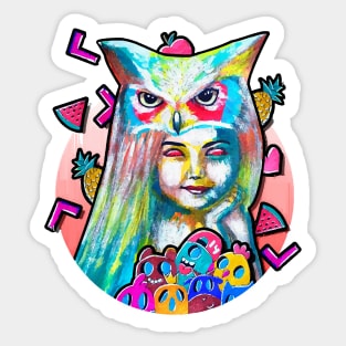 owl head sarah painting Sticker